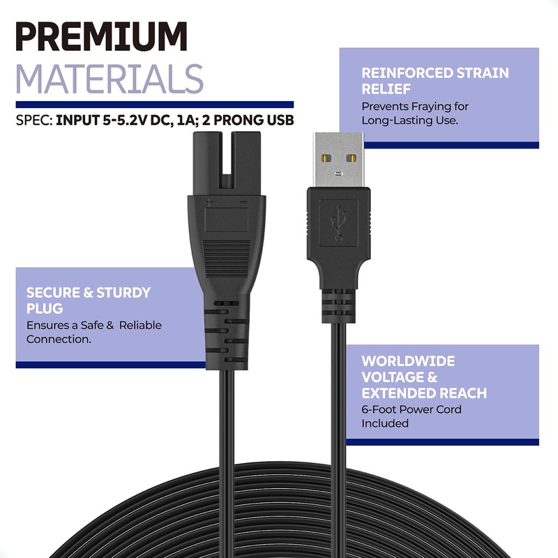 Xinafan 5V 0.9A USB Pool Vacuum Charger Cable Compatible with