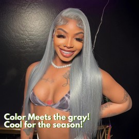 Anmetan Grey Hair Straight Bundles 20 22 24 Inch Bundles Human Hair, Soft 100% Unprocessed Remy Hair Colored Silver Gray Human Hair 3 Bundles Sew In Silver Lavender Color Mixed Gray Human Hair Weave