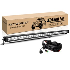 SKYWORLD 33 inch 90W Single Row LED Light Bar, Slim Spot LED Driving Work Fog Light Offroad Bar Lamp Roof Bumper Lightbar with Wiring Harness Kit for Car Tractor Truck 4x4 ATV UTV Vehicle