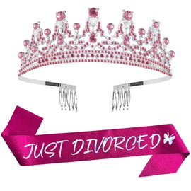 Just Divorced Tiara and Sash Divorced Party Tiara Women Party Favors Supplies Decorations Hot Pink