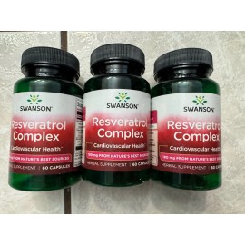 Swanson 3 Swanson Resveratrol Complex Cardiovascular Health 60 Capsules 180mg lot of 3