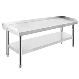ExploreHorizon Stainless Steel 48x28x24 inch Equipment Grill Stand Table, 1000 lbs Top Shelf, 220 lbs Bottom Shelf, Adjustable Legs, 2" Edge Baffle, for Hotel, Home, Commercial Restaurant Kitchen