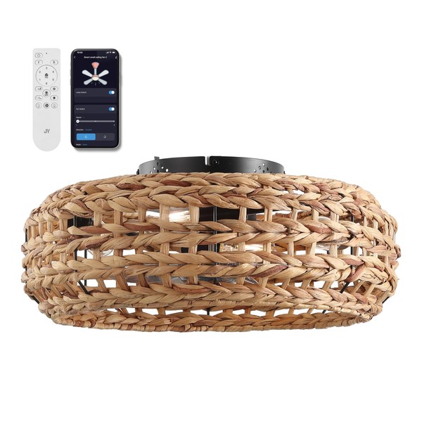 JONATHAN Y JYL9733A Archer 20.25" 4-Light Coastal Bohemian 6-Speed Metal/Seagrass