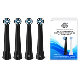 [Upgraded 2025] AmuLumon 4-Pack Ultra-Soft Toothbrush Heads for Oral-B iO Series (iO3/iO4/iO5/iO6/iO7/iO8/iO9/iO10) – Gentle Gum Care, Hygienic Travel-Ready Replacement Brush Heads (Black, 4PACK)