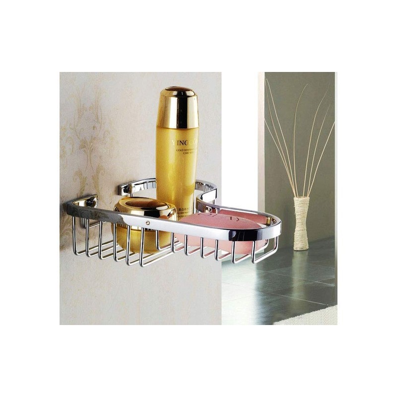 SANLIV Chrome Corner Shower Caddy, Corner Soap Dish, Solid Brass