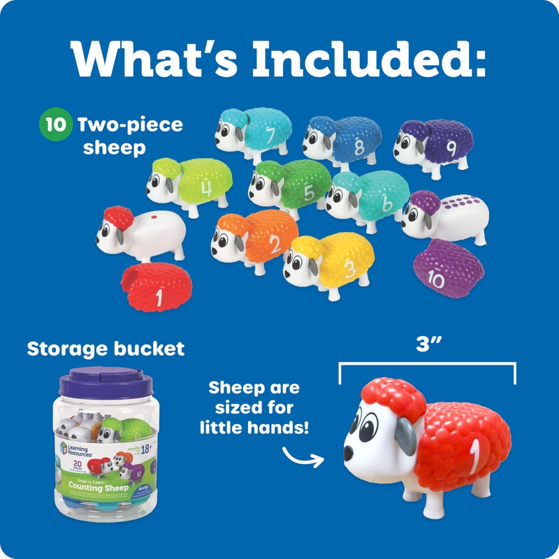 Learning Resources Snap-n-Learn Counting Sheep - 20 Pieces, Ages 18+
