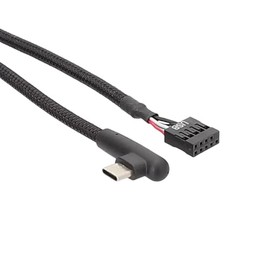 myfole USB Type-C to 9-Pin Motherboard Header Adapter Cable, 90-Degree Angle, 24AWG Braided Extension, 2FT