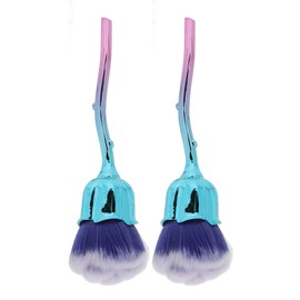 2pcs Nail Dust Brush, Rose Shape Nail Brush, Nylon Hair Nail Art Brush, Rose Handle Nail Art Dust Brush, Nail Trimming Cleaning Makeup Brush Tools for Makeup Powder Blusher