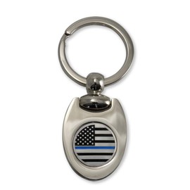 Indiana Metal Craft Thin Blue Line Nickel Teardrop Key Tag