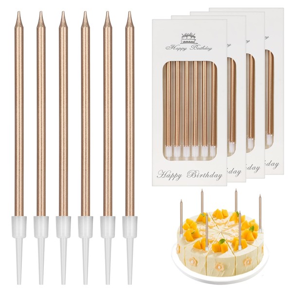 LFBEST 24 Stück Geburtstagskerzen Kuchen, Lange Dünne Cupcake Kerzen für