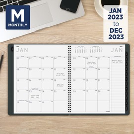 AT-A-GLANCE 2023 Monthly Planner, 9” x 11”, Large, Monthly Tabs, Pocket, Faux Leather, Contemporary, Forest (70250X61)