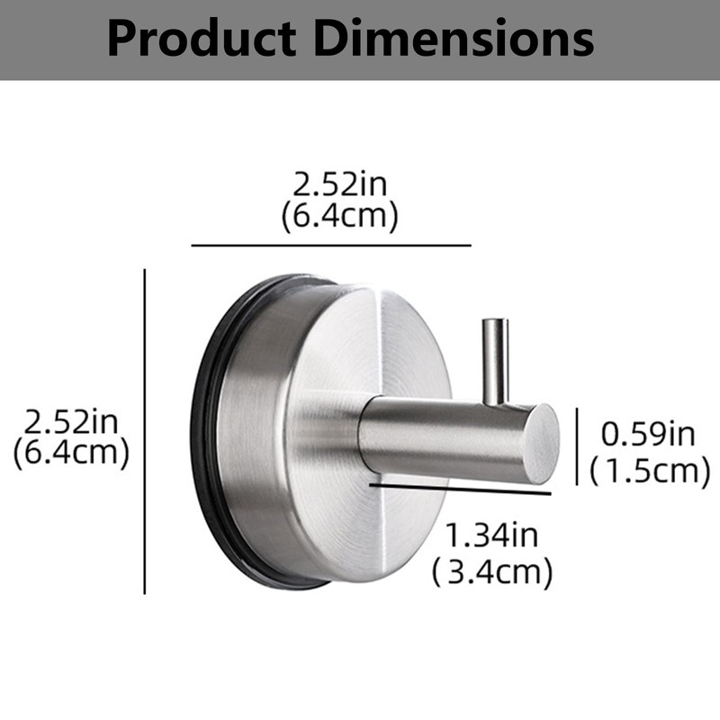 DOJASOHILMI 2PCS Strong Vacuum Suction Cup Hooks - Stainless Steel