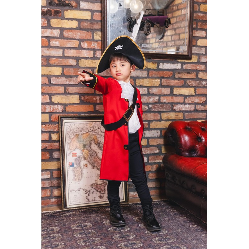 Party City Captain Kids Cosplay, 55.1 inches (140 cm), Red