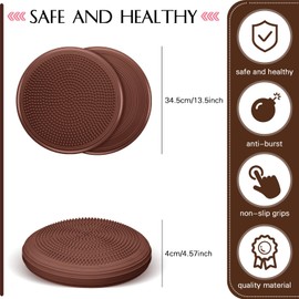 Libima 4 Pcs Wiggle Seat Inflated Wobble Cushion for Kid 13 Inches Balance Disc Sensory Seat Flexible Cushions for Classroom Sensory Pad for Chair Wiggle Cushion with Needle Pump(Maillard Color)