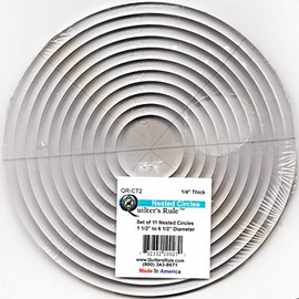 Quilter's Rule Nested Circles Template SET of 11 Nested Rings: Quarter-inch Thick Acrylic in Sizes 1.5 Inches Through 6.5 Inches