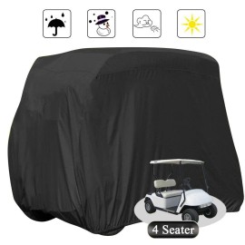 Unbranded Waterproof Golf Cart Cover Zipper 4 Passenger EZ GO Club Car Yamaha Elastic Hem