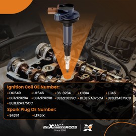 maXpeedingrods UF646 Set of 6 Ignition Coil Pack and Iridium Spark Plugs Fit for Ford Expedition Explorer Taurus, for Lincoln MKS MKT Navigator V6 3.5L 2013-2019, Ignition Coil Kit Replaces DG549