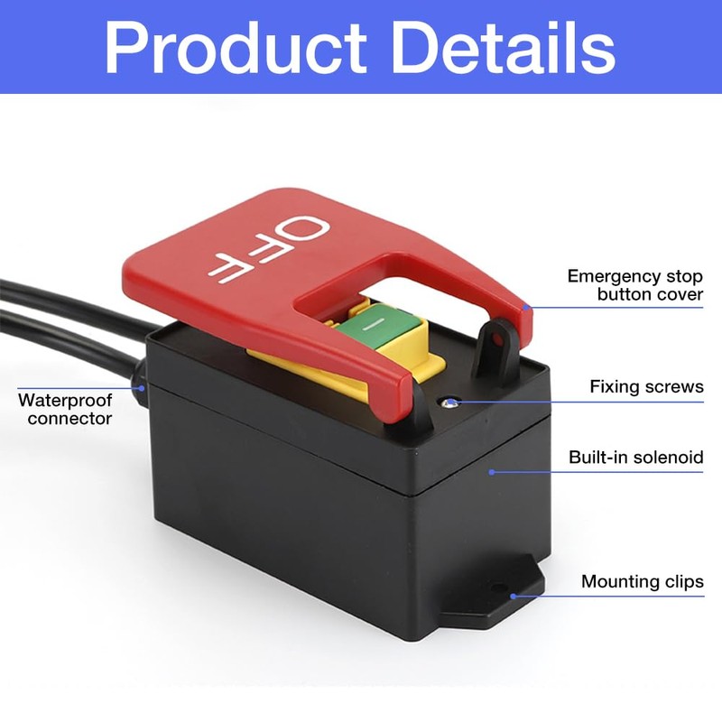 Mineup Single-phase on/off switch, 250 V 16 A emergency stop