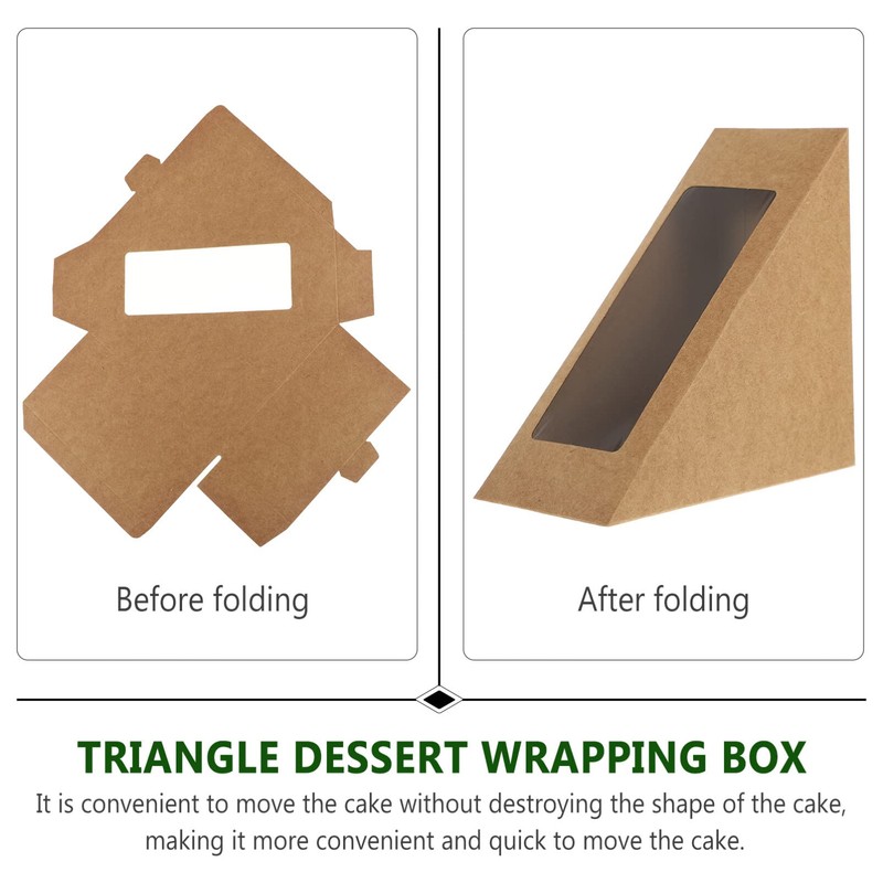 Yardwe 50pcs Triangle Sandwich Boxes with Window Kraft Paper Sandwich