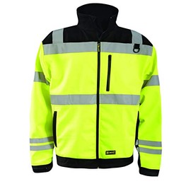 OccuNomix LUX-M6JKT-YL Water Resistant & Breathable M6 Soft Shell Jacket with 6 Pockets & D-Ring, 3 Season Design, Class 3, 100% ANSI Polyester, Large, Yellow (High Visibility)