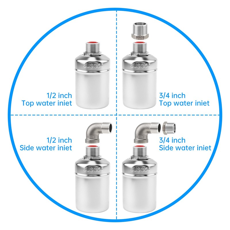 2Pack Water Float Valve 1/2" to 3/4'' 1'' Automatic Water