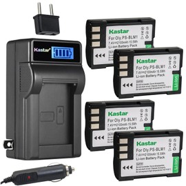 Kastar 4-Pack BLM-1 BLM-1S, BLM-01 BLM01, PS-BLM1 Battery and LCD AC Charger Compatible with Olympus E-30 E30, E-520 E520, EVOLT E-300 E300, EVOLT E-330 E330, EVOLT E-500 E500, EVOLT E-510 E510 Camera
