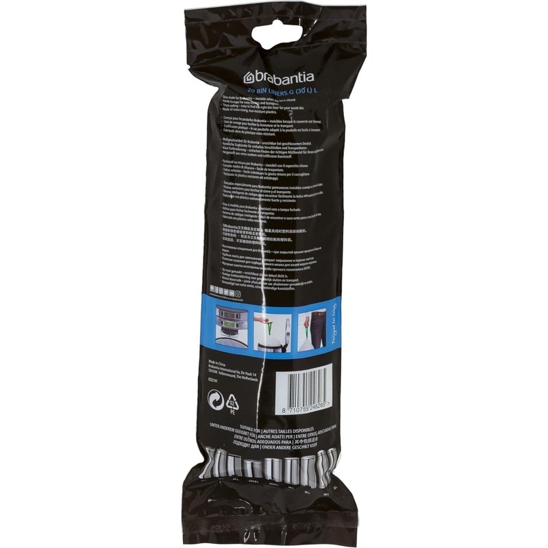 Brabantia PerfectFit G 30 Liter Bin Liners, 20 Count Bags,
