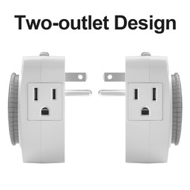 24 Hour Indoor Mechanical Timer with 2 Ground 3 Plug Socket Timer，30 min Daily on/Off Cycle for Lamps, Christmas Tree Lights, ETL Certified, White，2 Pack