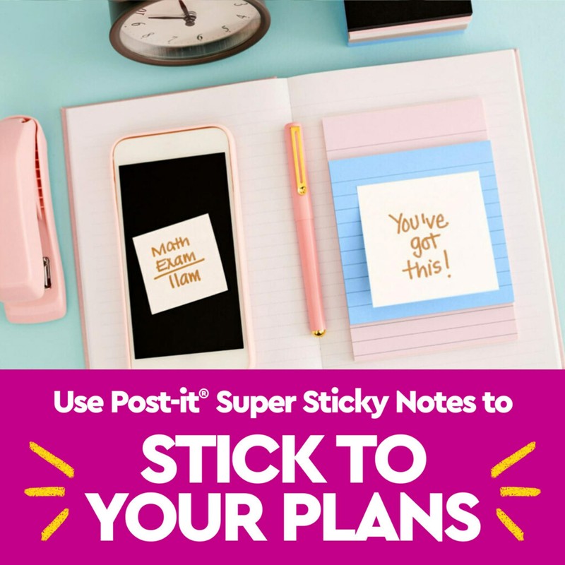 Post-it Super Sticky Notes, 4 Lined Sticky Note Pads, 4