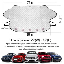 Yiichiy Windscreen Cover Winter Windscreen Cover Car Winter Windscreen Cover with 5 Magnetic Fixation Car Window Covers Winter Foldable Windscreen Cover 150 x 120 cm