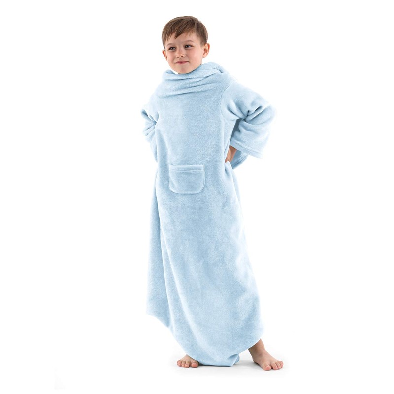 DecoKing Lazy TV Blanket, Microfibre Fleece Blanket with Sleeves, Pockets