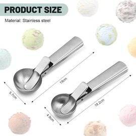 GIDWRIY 2 Stück Eisportionierer Edelstahl,EislöFfel Portionierer,Eiskugelformer,Ice Cream Scoop,Cookie Scoop Set,Keksportionierer,SpeiseeislöFfel,EiscremelöFfel,Eiskugelzange,Keksschaufel für Melone