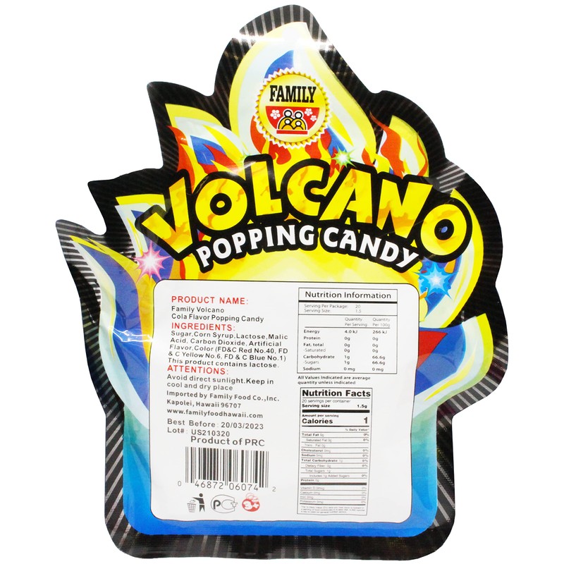 Volcano Cola Flavor Popping Candy (1 x 1.06 oz Bag)