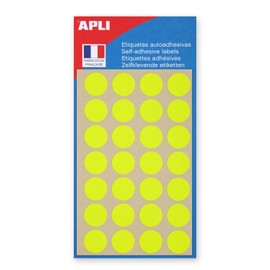 agipa Pack of 5 Labels of 140 Warning Triangle Round 15 mm Neon Yellow