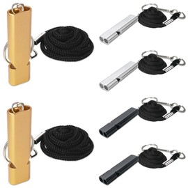 Ycgyycj 6 Multi Colour Emergency Whistles With Nylon Lanyard Aluminium Safety Whistles for Camping Hiking Dog Training Hunting, Sports And Duck Whistles