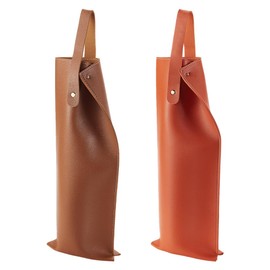 AHANDMAKER 2Pcs Wine Gift Bag 2 Colors Leather Wine Tote Carrier Bag Wine bag with Handles, Single Bottle Wine Bag for Wine and Champagne, Christmas Picnic Party Gifts