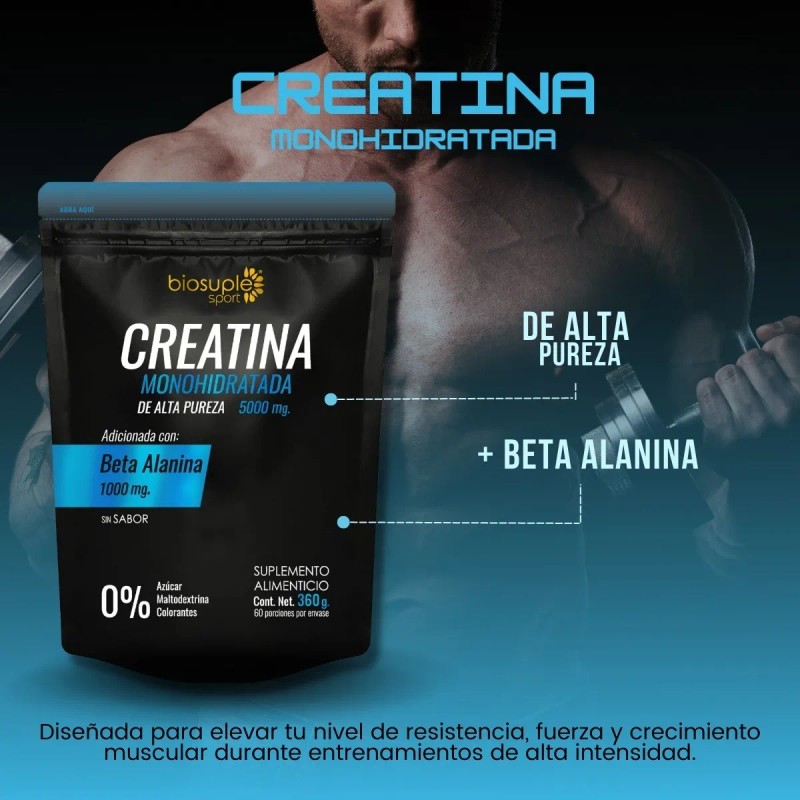 Creatina Monohidratada Pura Biosuple Resistencia Fuerza 360g