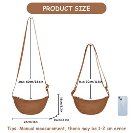 Aucuu Women's Half Moon Crossbody Shoulder Bag, Crossbody Bag, Women's Small Shoulder Bag with Adjustable Shoulder Strap, Hobo Halfmoon Bag, Plain Messenger Bag for Women Travel, brown