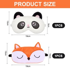 2 Pieces Cartoon Animal Eye Masks, Cute Eye Masks, Sleep Darkening Eye Masks, Plush Eye Masks, Travel Eye Masks