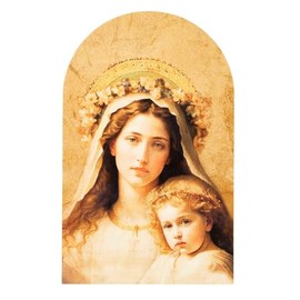 Christian Brands Madonna And Child Arched Wood Plaque, 5"" W x 8"" H - Pack of 1, Beige