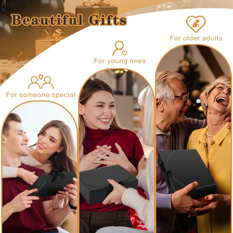 Tivcck 15 Pack Gift Boxes with Lids,10.6x7.8x3.1 Inch Black Gift