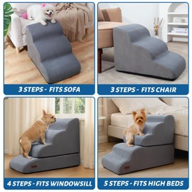 Dog Stairs and Ramp for High Bed, 5-Step Dog Steps for Small Dogs and Cats,Non-Slip Pet Stairs Suitable High Bed Climbing