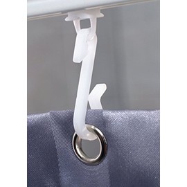 White Replacement Shower Curtain Pack of 24 Hooks and 24 Gliders, Ideal for Tracks and Rails