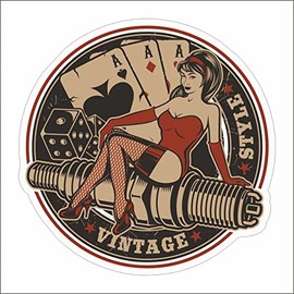 AMA shop PIN UP POKER PVC sticker for Decal Wall Mural Car Motorcycle Helmet Camper