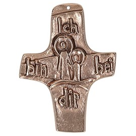 Butzon & Bercker Bronze Communion Cross 7.8 x 9.5 cm - I Am With You - First Communion Cross for Children - High-Quality Communion Day Gift