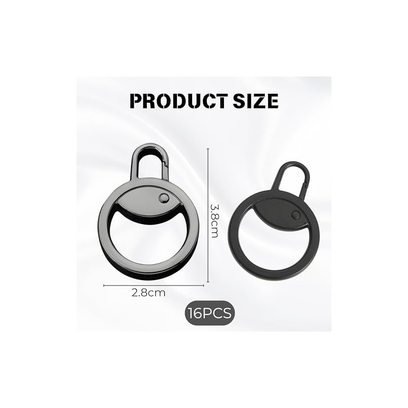 16 Pcs Zipper Pulls, Circle Zip Pull Replacement for Luggage