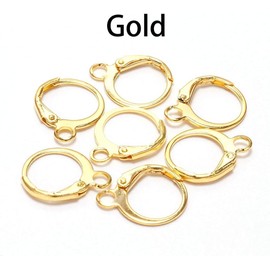 20 Pieces Surgical-Grade Stainless Steel Lever Earring Hooks - Open Loop Findings with 14×12mm Hoop Bases for DIY Jewelry Making Supplies (Gold)