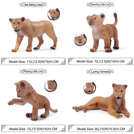 Flormoon Lion Toy Animal Figures Pack of 6 Realistic Lions Action Model Plastic Wild Animal Learning Party Preferred Toy Educational Forest Farm Toy Birthday Cupcake Topper for Children