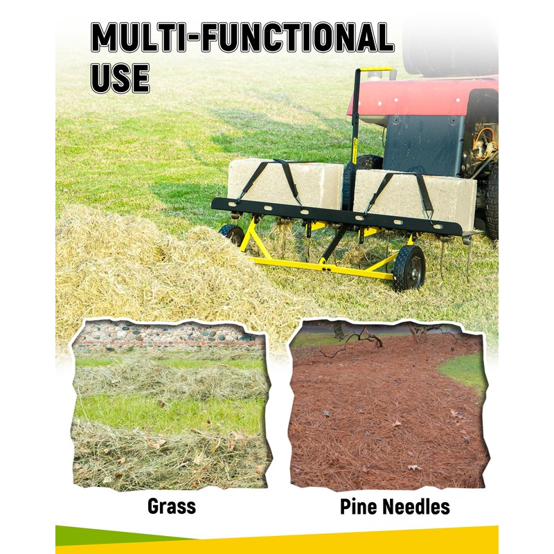 BlumeTrec Tow Behind Dethatcher, Pull Behind Lawn Dethatcher with Spring