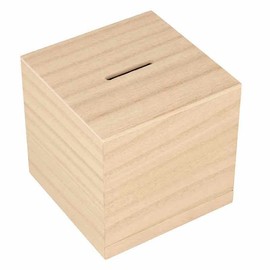 Square Wooden Money Box 8.7 x 8.7 cm